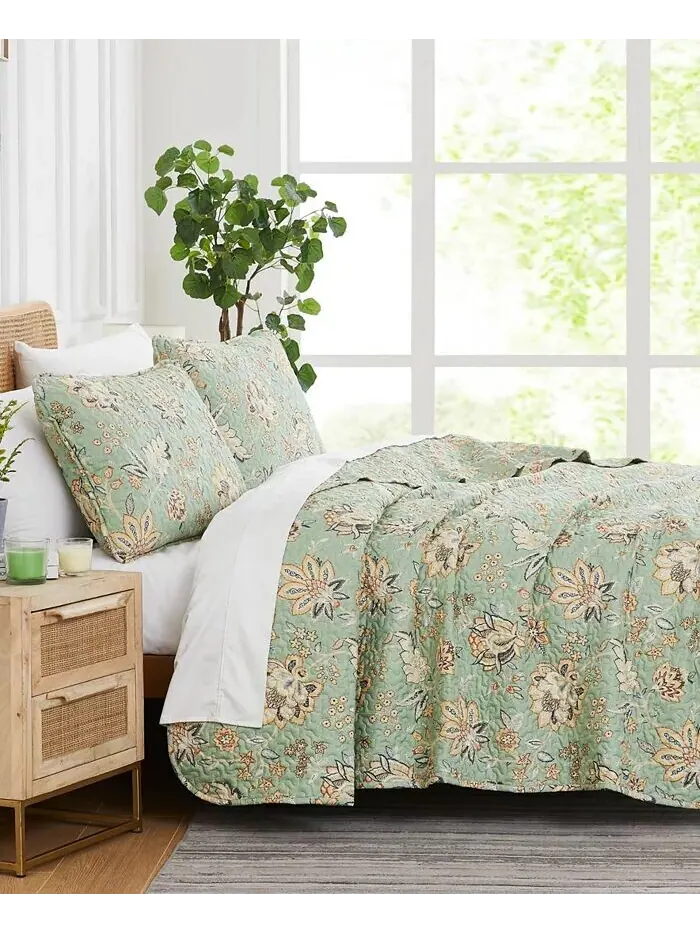 Коллекция одеял большого размера Jacobean Willow Southshore Fine Linens — изображение 2 из 4, зеленый