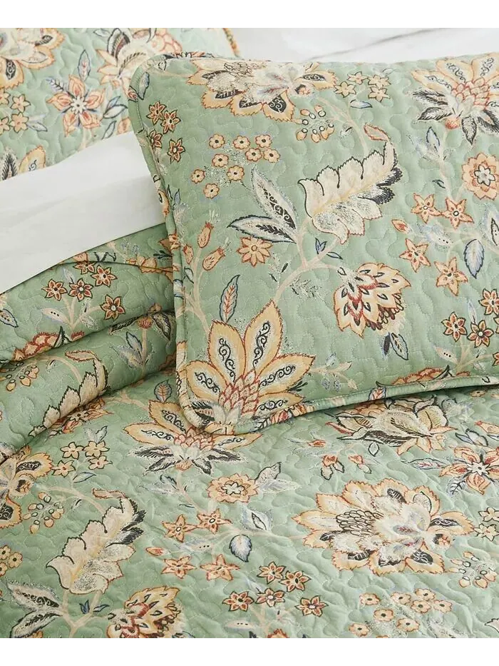 Коллекция одеял большого размера Jacobean Willow Southshore Fine Linens — изображение 3 из 4, зеленый