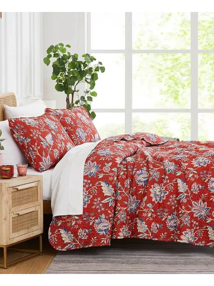 Коллекция одеял большого размера Jacobean Willow Southshore Fine Linens — изображение 2 из 4, красный