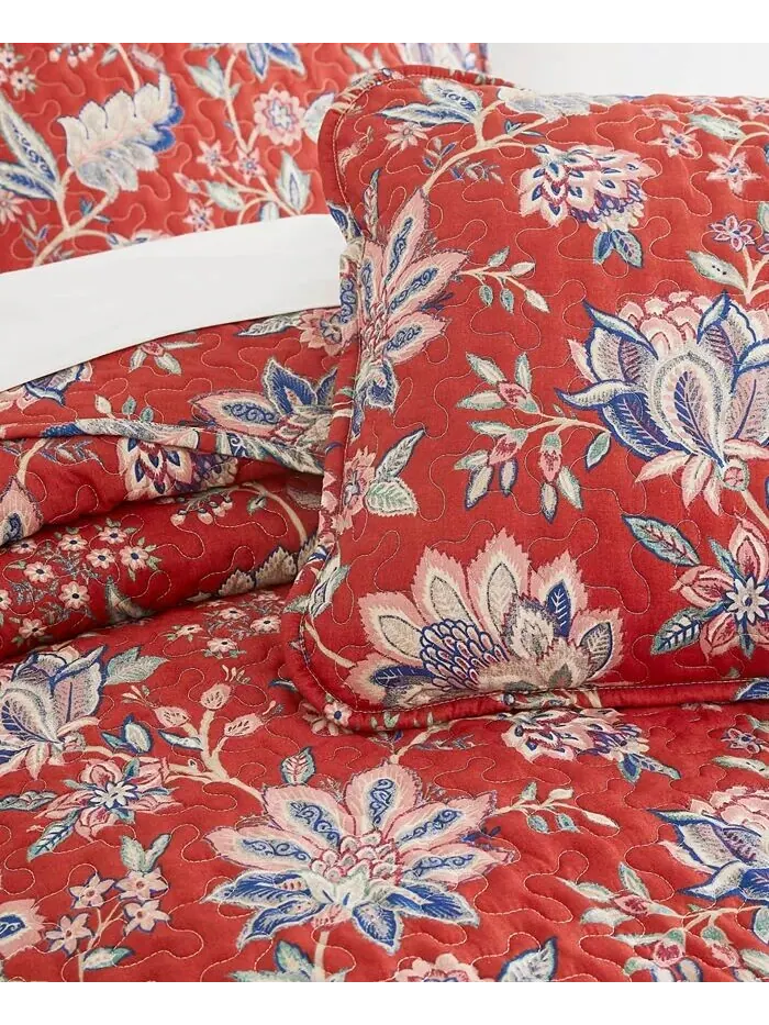 Коллекция одеял большого размера Jacobean Willow Southshore Fine Linens — изображение 3 из 4, красный