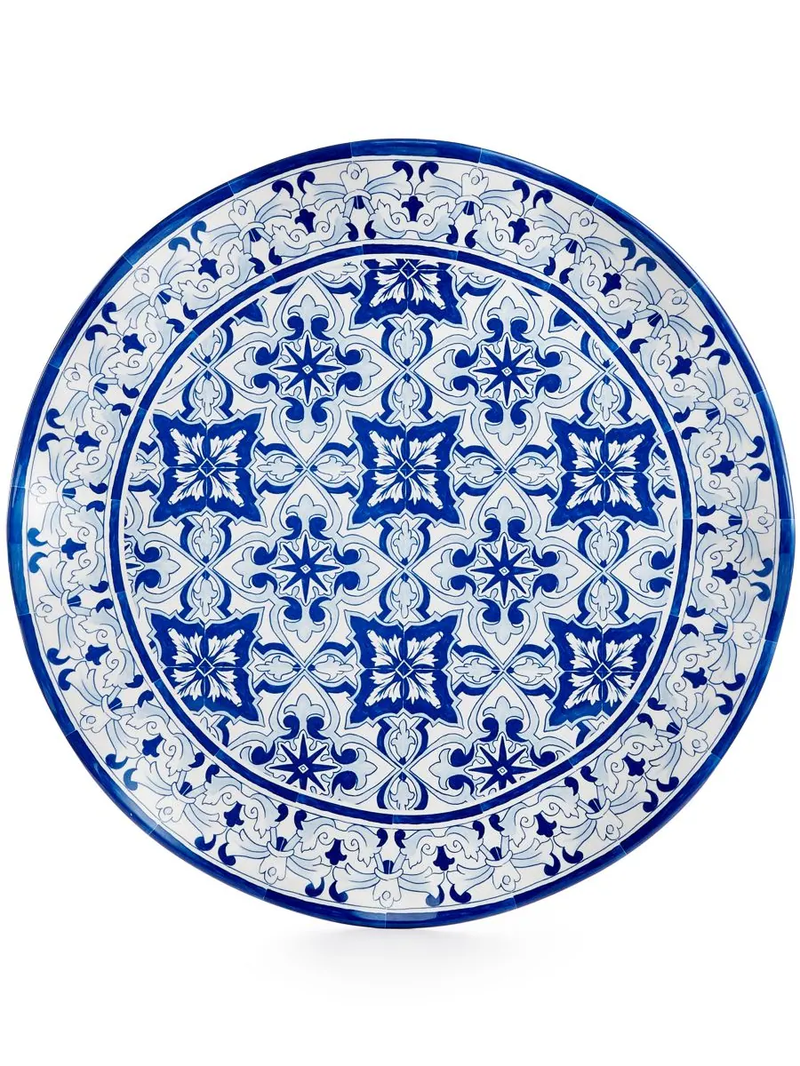Сервировочное блюдо из меламина из коллекции Talavera Azul, 40 см Q Squared — изображение 1 из 2, белый/синий