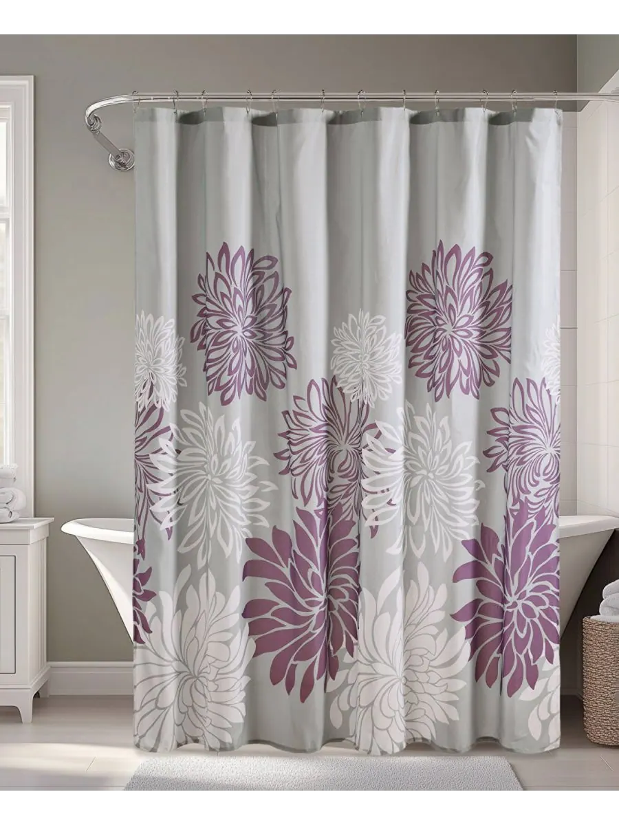 Занавеска для душа Maible Floral, 72" x 72" INK+IVY — изображение 1 из 4, фиолетовый