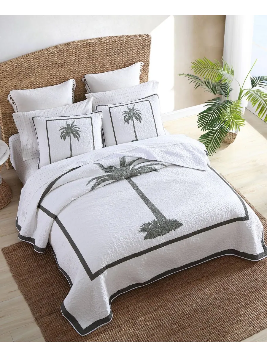 Двустороннее хлопковое одеяло Tommy BahamaHome Palm Island, размер King Tommy Bahama Home — изображение 2 из 9, серый