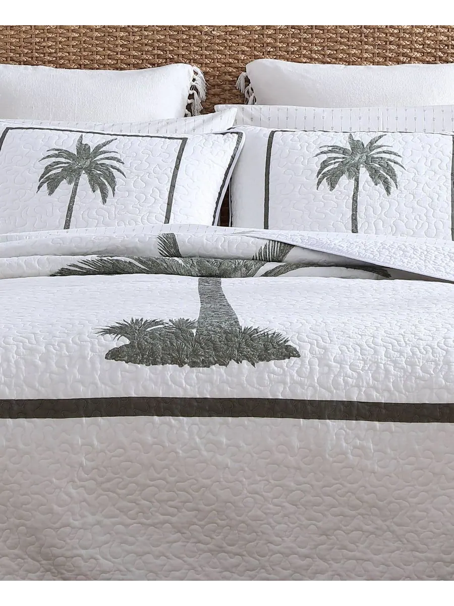 Двустороннее хлопковое одеяло Tommy BahamaHome Palm Island, размер King Tommy Bahama Home — изображение 5 из 9, серый
