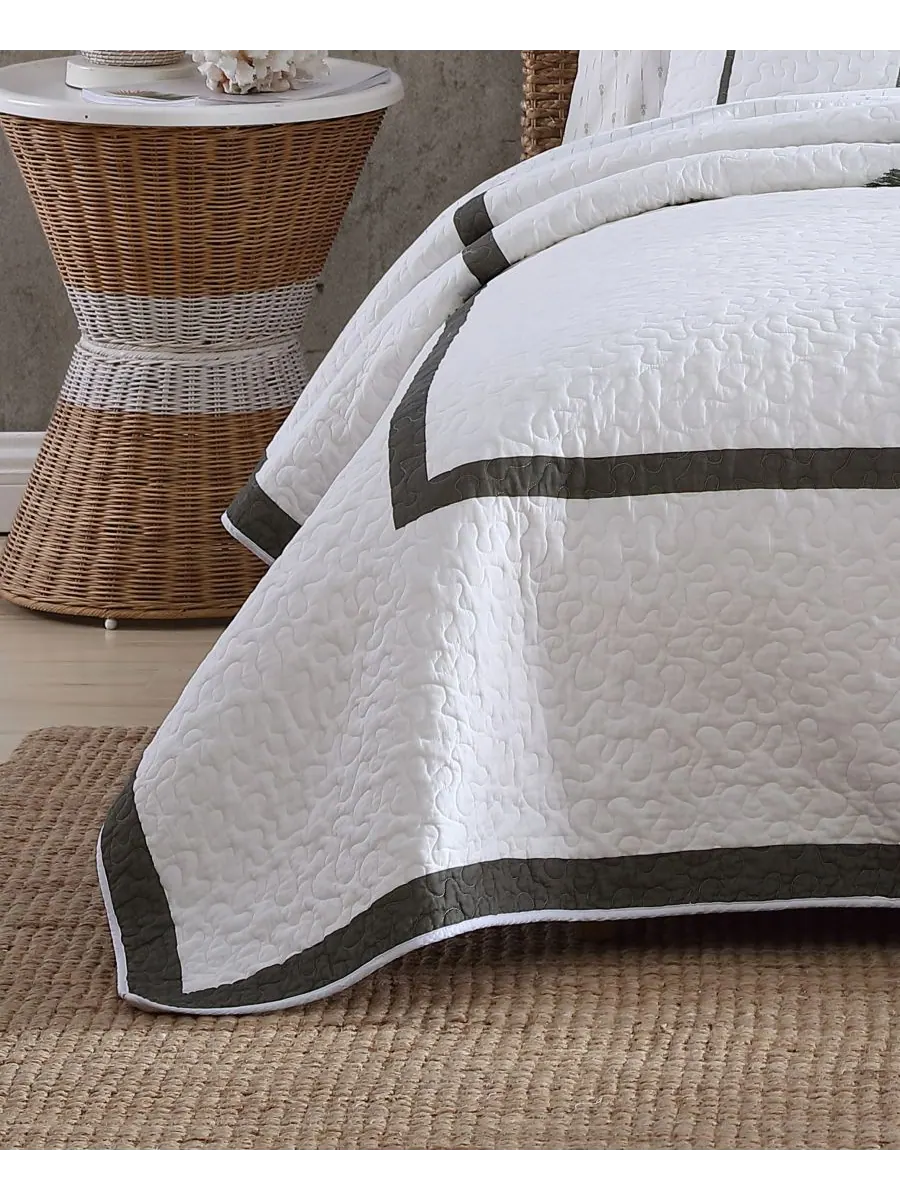 Двустороннее хлопковое одеяло Tommy BahamaHome Palm Island, размер King Tommy Bahama Home — изображение 7 из 9, серый