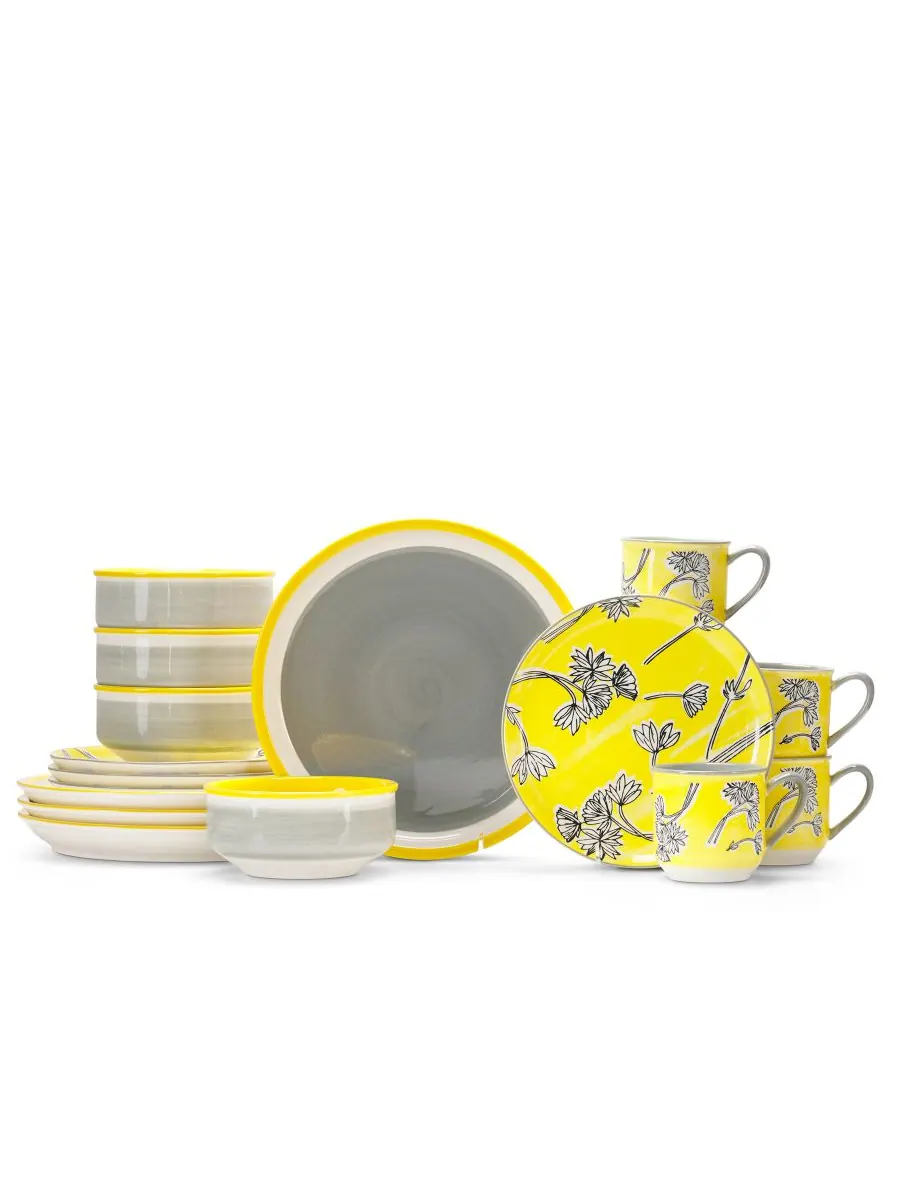 Набор посуды Sunny Floral из 16 предметов, на 4 персоны Baum — изображение 2 из 7, желтый