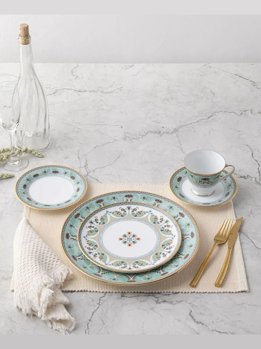 Набор из 4 обеденных тарелок Serene Garden, диаметр 27 см Noritake — изображение 12 из 15, светлый зеленый