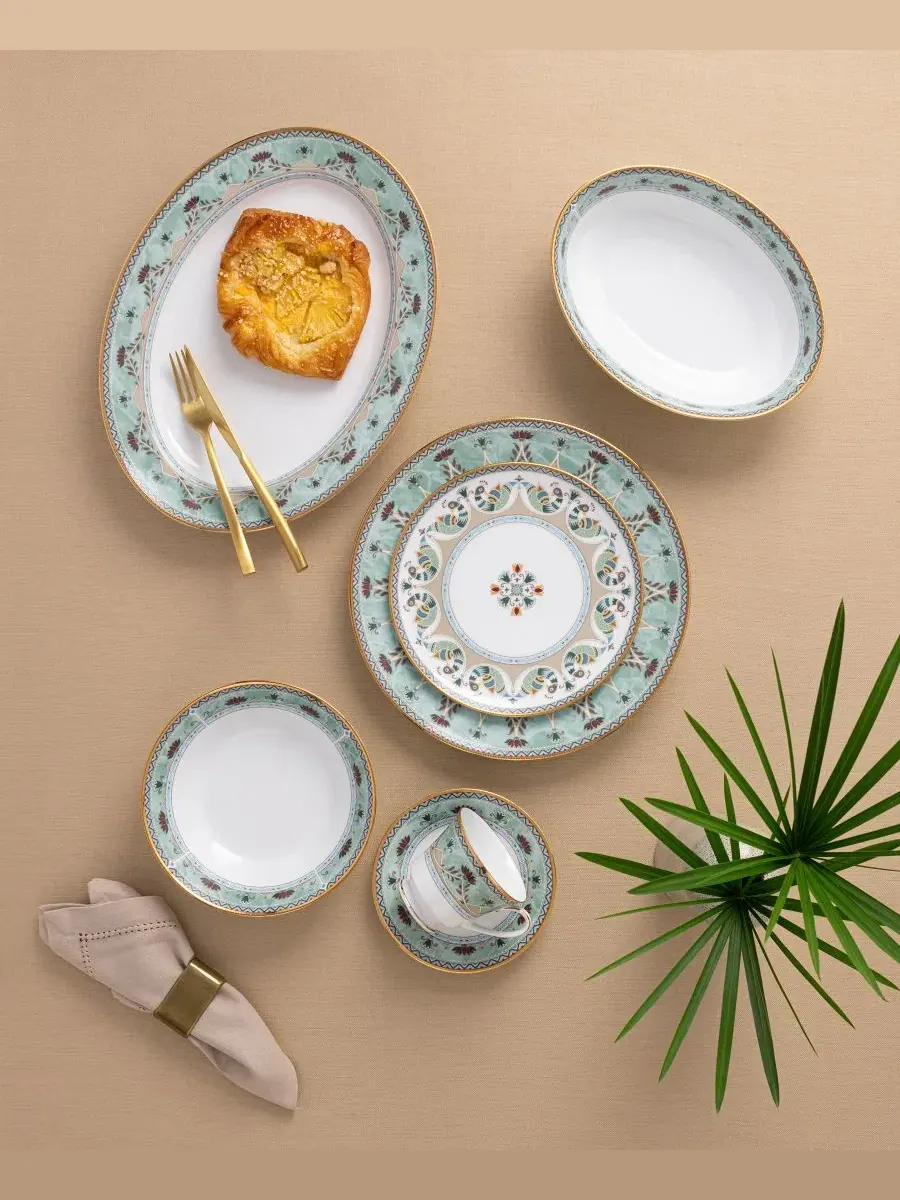 Набор из 4 обеденных тарелок Serene Garden, диаметр 27 см Noritake — изображение 14 из 15, светлый зеленый