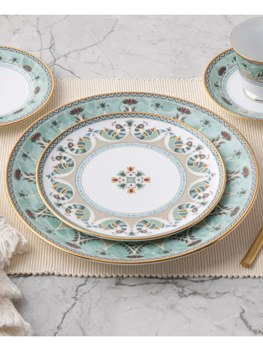Набор из 4 обеденных тарелок Serene Garden, диаметр 27 см Noritake — изображение 6 из 15, светлый зеленый