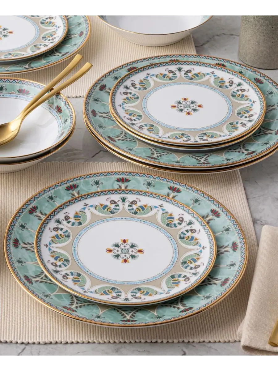 Набор из 4 обеденных тарелок Serene Garden, диаметр 27 см Noritake — изображение 8 из 15, светлый зеленый