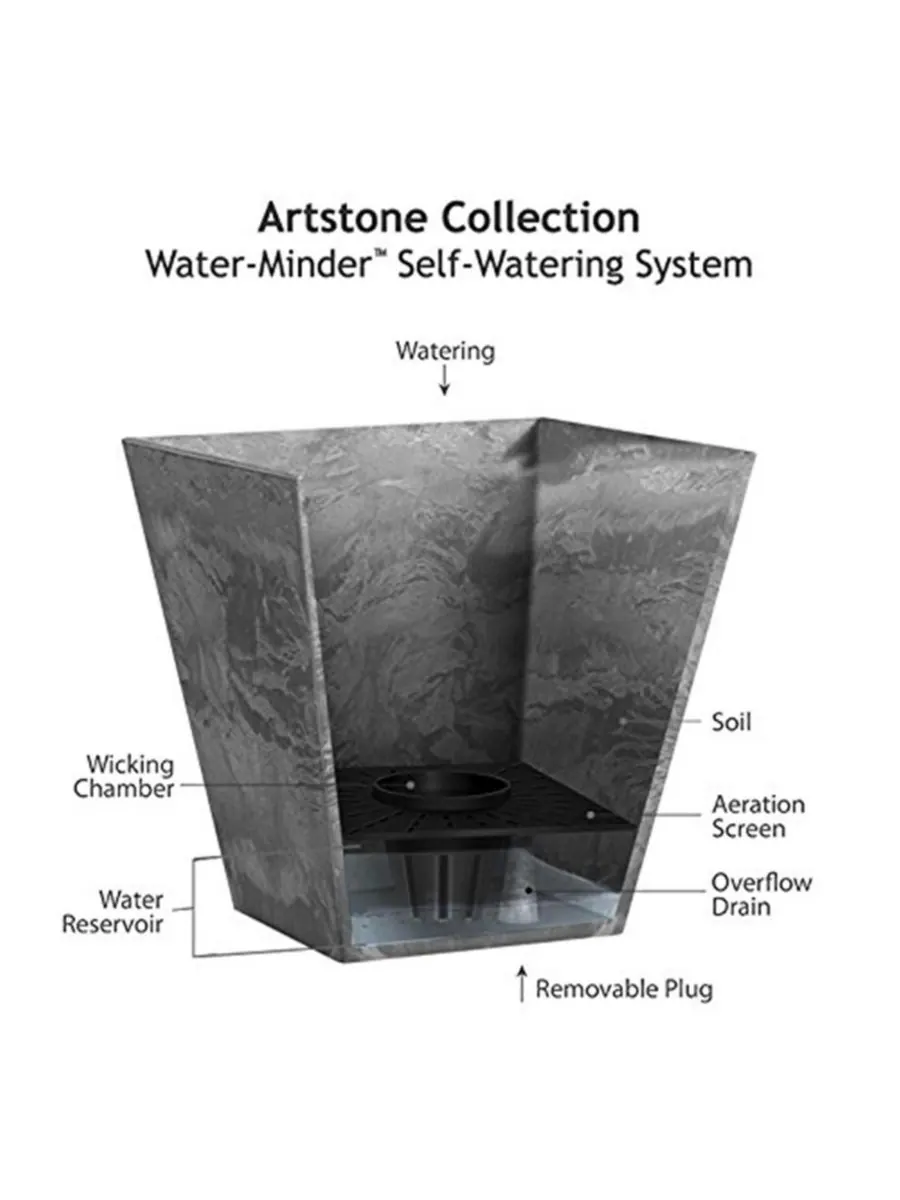 Novelty Квадратный цветочный горшок ArtStone Ella, черный, 10 дюймов — изображение 3 из 3