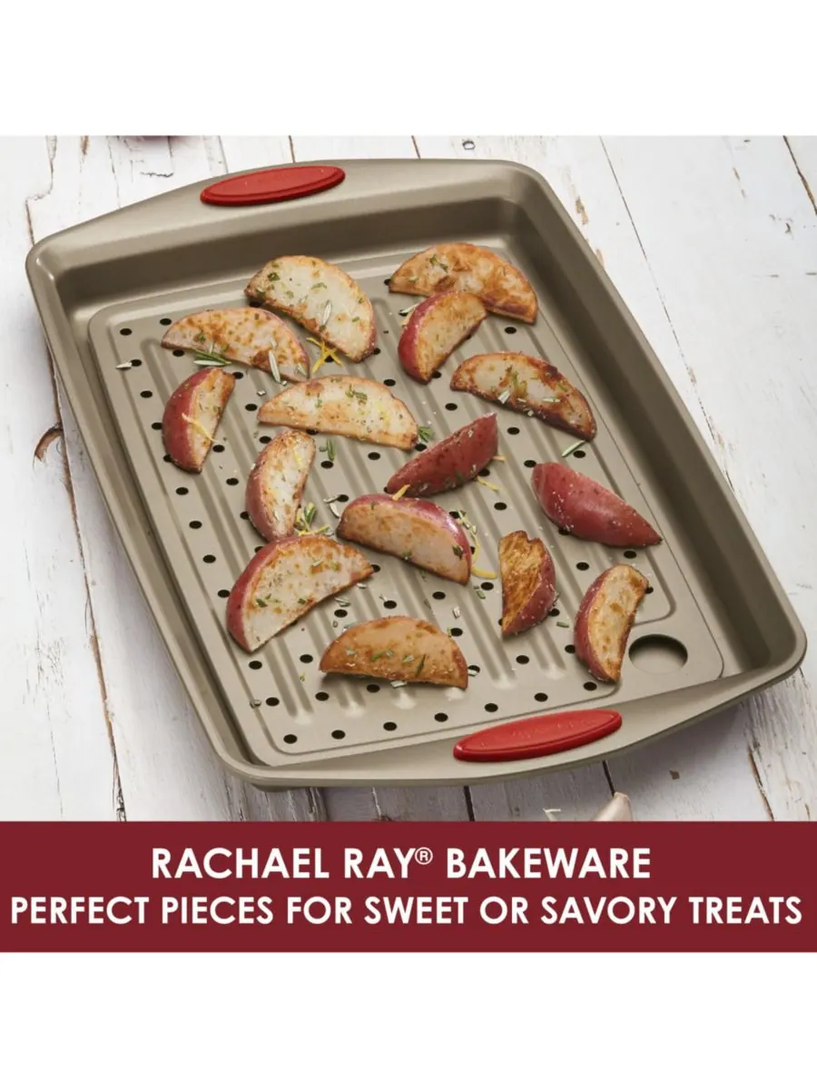 Набор Cucina из 2 предметов: противень и корзина для запекания Rachael Ray — изображение 4 из 5, клюквенный