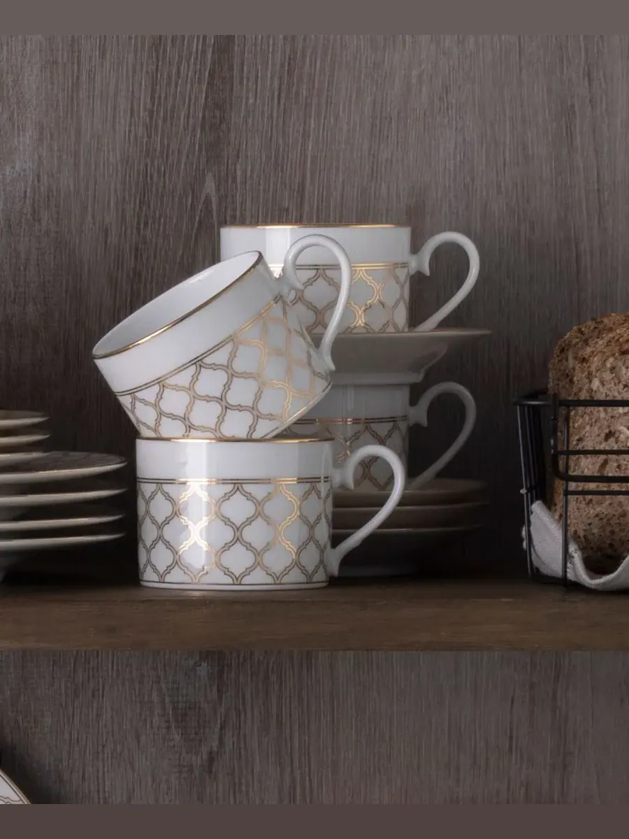 Набор из 4 чашек Noritake Eternal Palace 0,2 л — изображение 4 из 10, белый золотистый