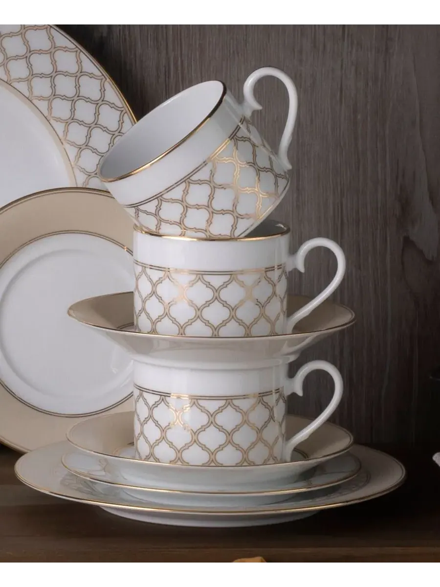 Набор из 4 чашек Noritake Eternal Palace 0,2 л — изображение 5 из 10, белый золотистый