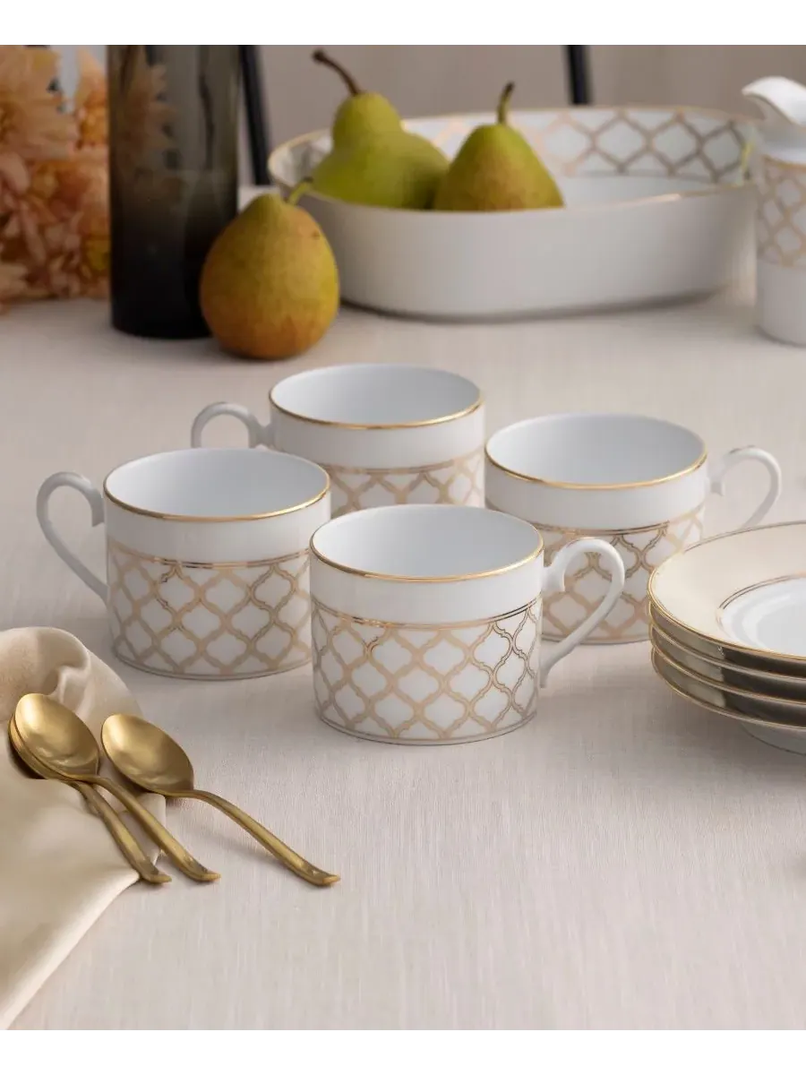 Набор из 4 чашек Noritake Eternal Palace 0,2 л — изображение 7 из 10, белый золотистый