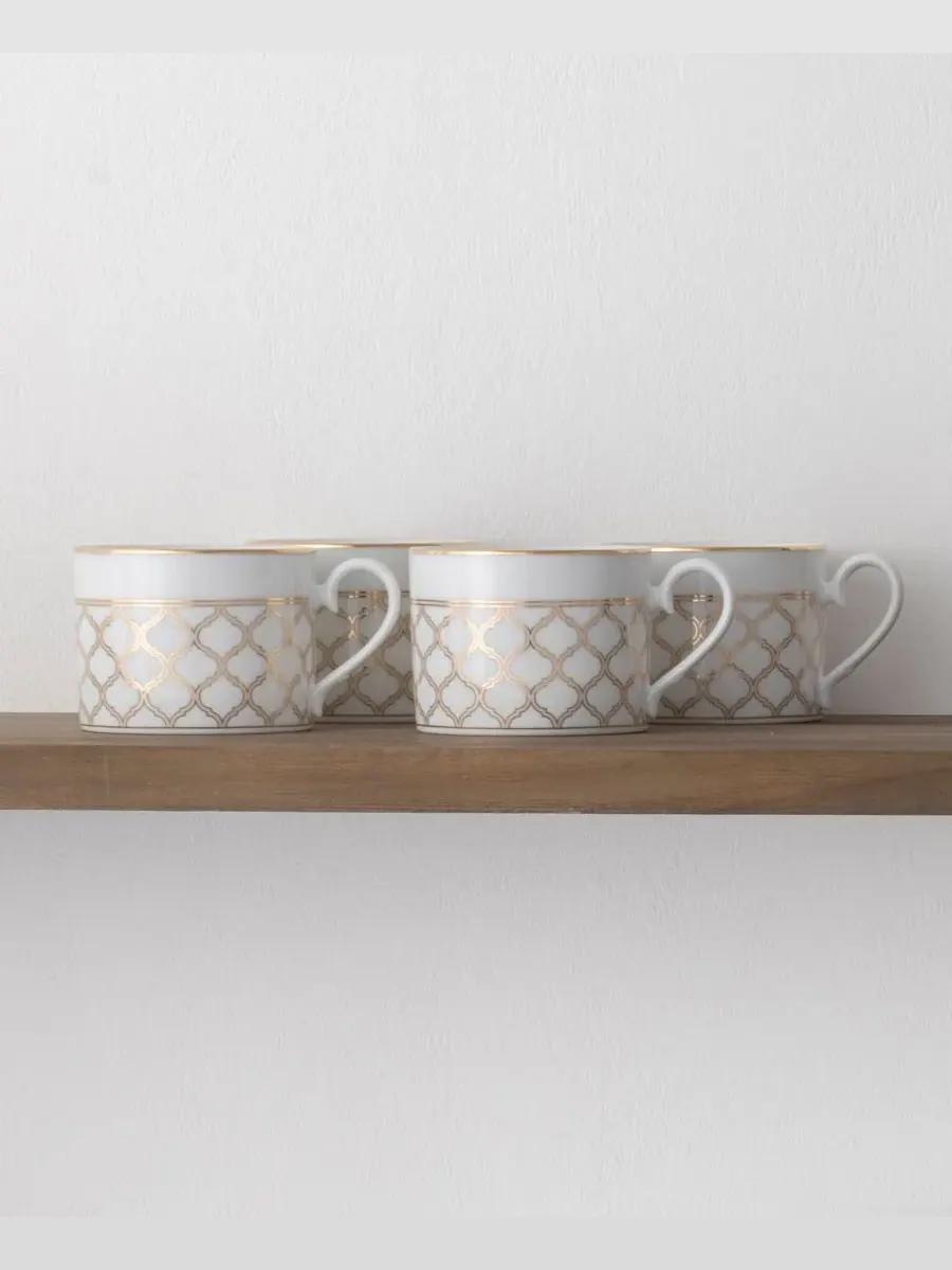 Набор из 4 чашек Noritake Eternal Palace 0,2 л — изображение 8 из 10, белый золотистый