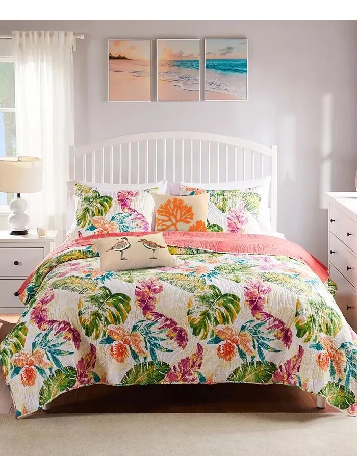 Коллекция одеял «Тропики» и «Прибрежные пальмы» Greenland Home Fashions — изображение 1 из 1, коралл