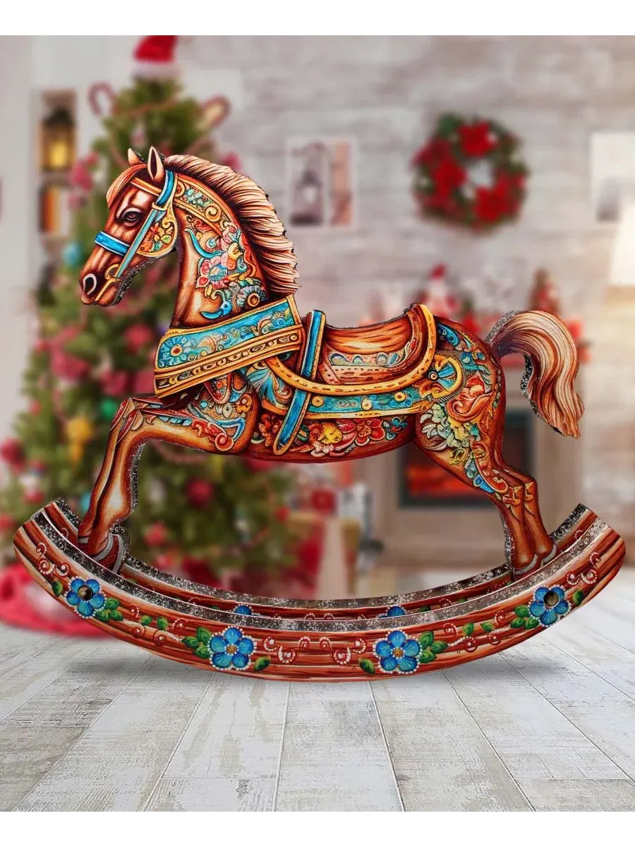 Настольное рождественское украшение Rocking Horse Centerpiece G.DeBrekht — изображение 2 из 9, мульти