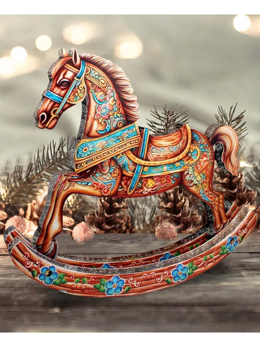 Настольное рождественское украшение Rocking Horse Centerpiece G.DeBrekht — изображение 9 из 9, мульти