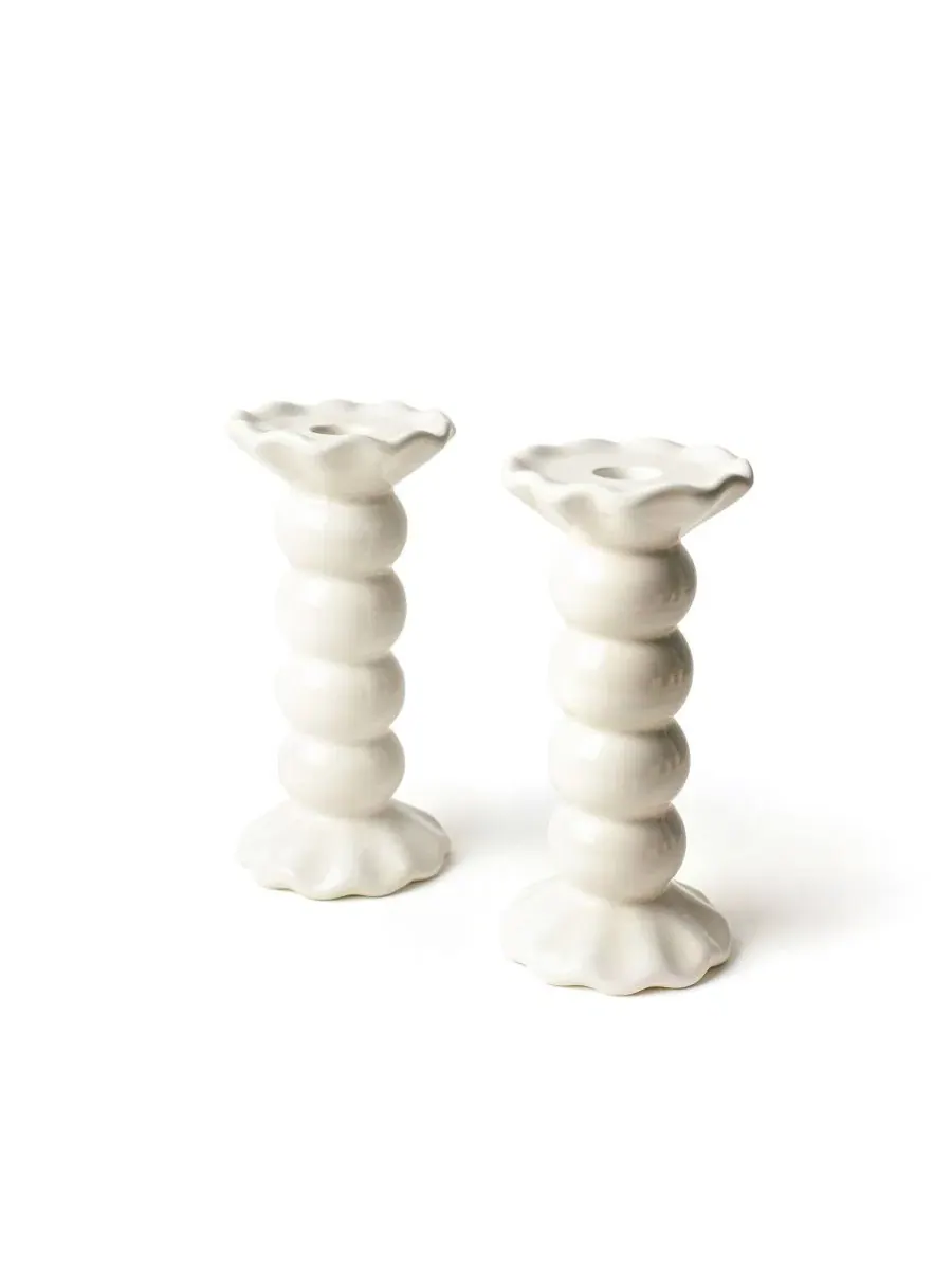 Набор из 2 подсвечников с рюшами Signature Medium Knobbed Candle Holder Coton Colors