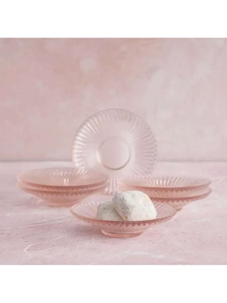 Набор из 6 стеклянных тарелок Pressed Glass Small Plates The Collective — розовый