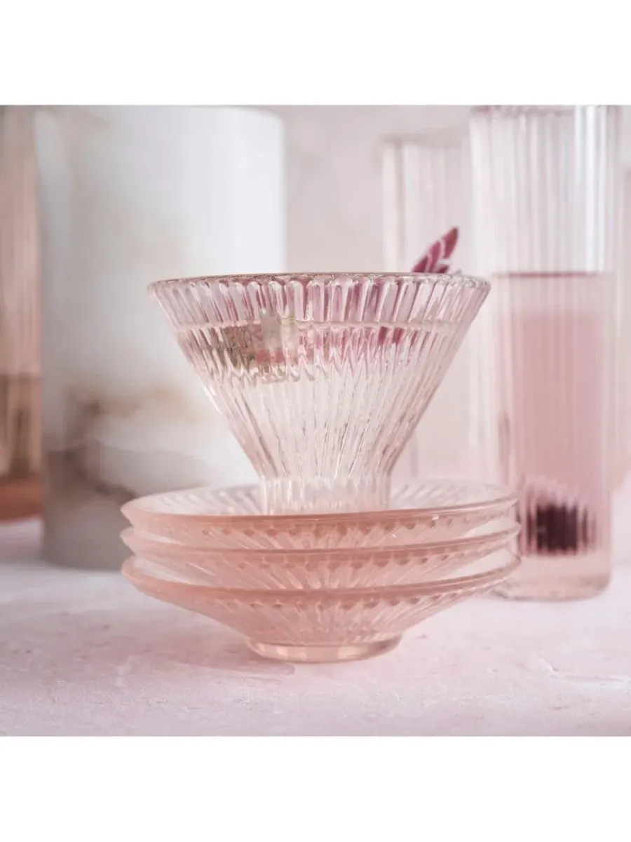 Набор из 6 стеклянных тарелок Pressed Glass Small Plates The Collective — изображение 3 из 3, розовый