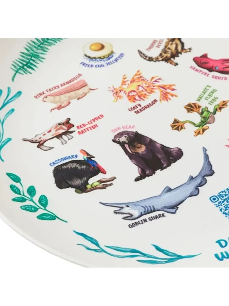 Детская тарелка с принтом Weird Animal Facts Uncommon Goods — изображение 2 из 3, белый/мульти