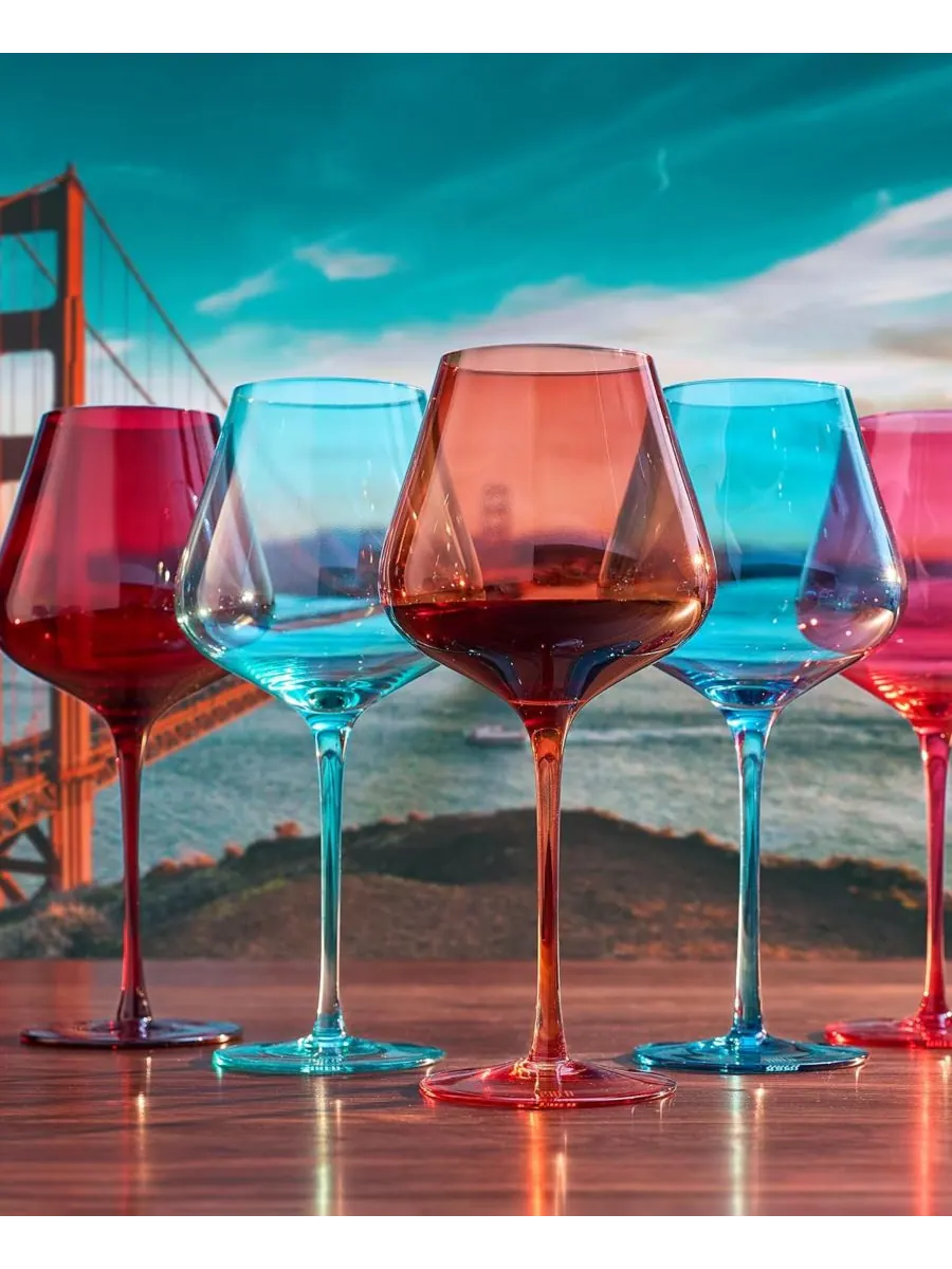 Набор из 5 бокалов для вина "Цвета Сан-Франциско" The Wine Savant — изображение 2 из 4, мульти