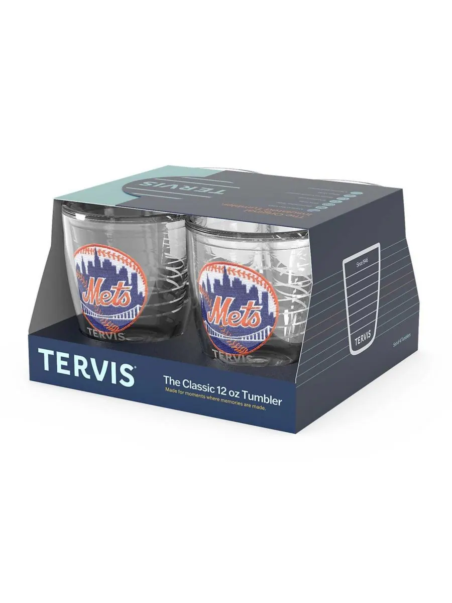 Набор из четырех термокружек New York Mets с эмблемой, объемом 12 унций Tervis Tumbler — изображение 2 из 3, прозрачный