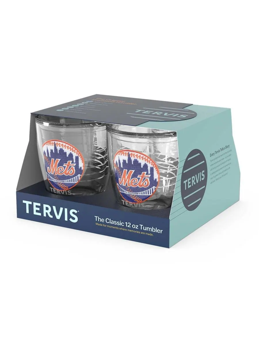Набор из четырех термокружек New York Mets с эмблемой, объемом 12 унций Tervis Tumbler — изображение 3 из 3, прозрачный