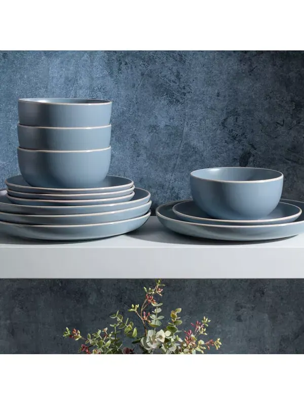 Набор столовых приборов Home Rockaway из 12 предметов, сервиз на 4 персоны Gibson — изображение 3 из 4, синий
