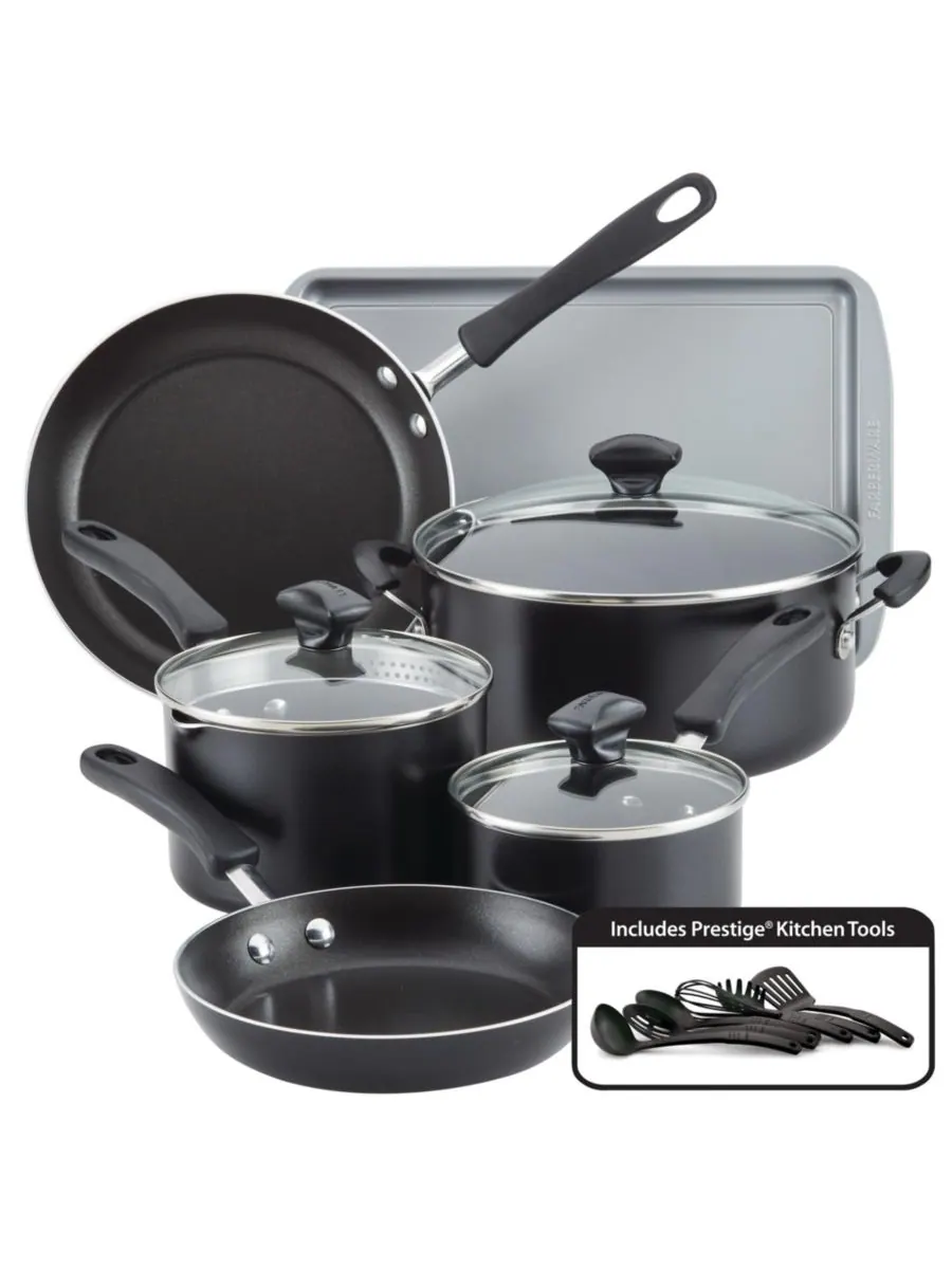 Набор посуды Cookstart DiamondMax с антипригарным покрытием, 15 предметов Farberware — изображение 1 из 10, черный