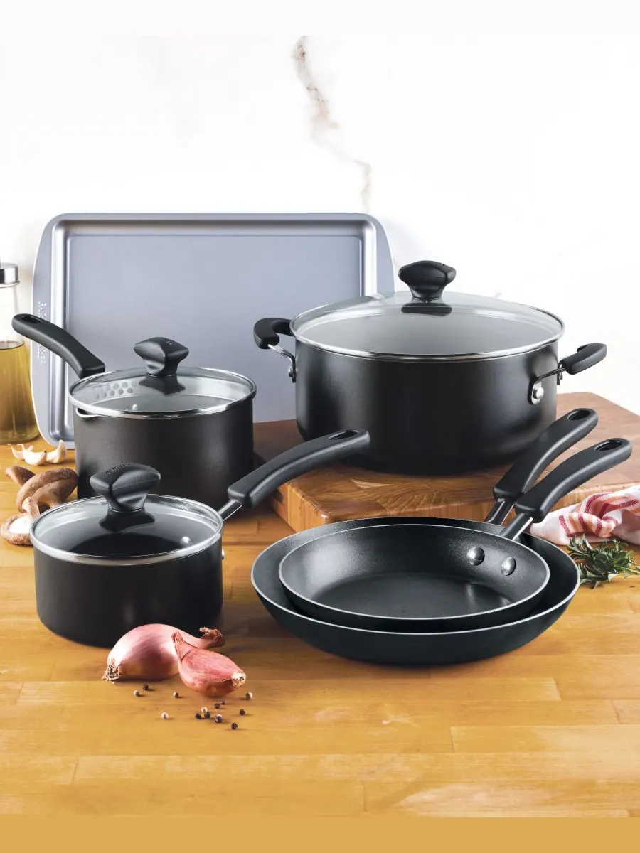 Набор посуды Cookstart DiamondMax с антипригарным покрытием, 15 предметов Farberware — изображение 3 из 10, черный