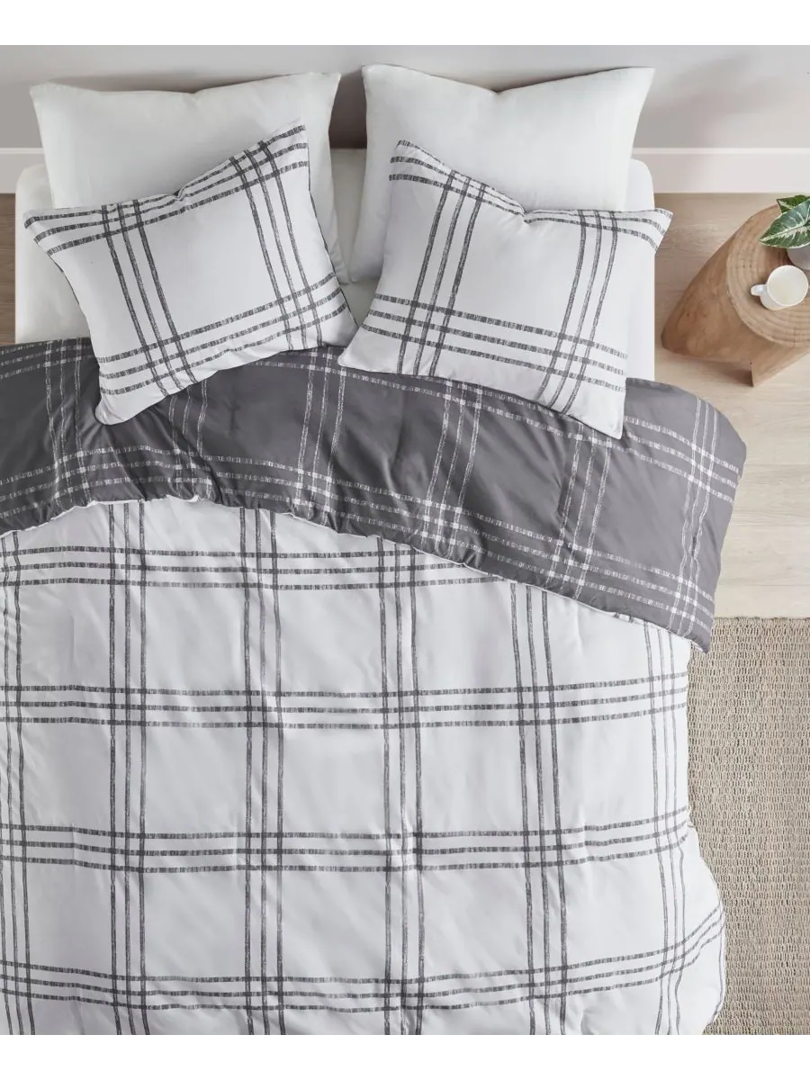 Двустороннее одеяло Pike Plaid, размер Twin/Twin XL Intelligent Design — изображение 3 из 10, белый