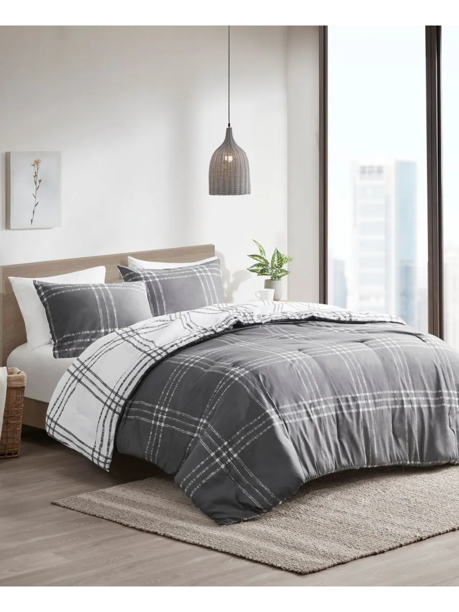 Двустороннее одеяло Pike Plaid, размер Twin/Twin XL Intelligent Design — изображение 5 из 10, белый