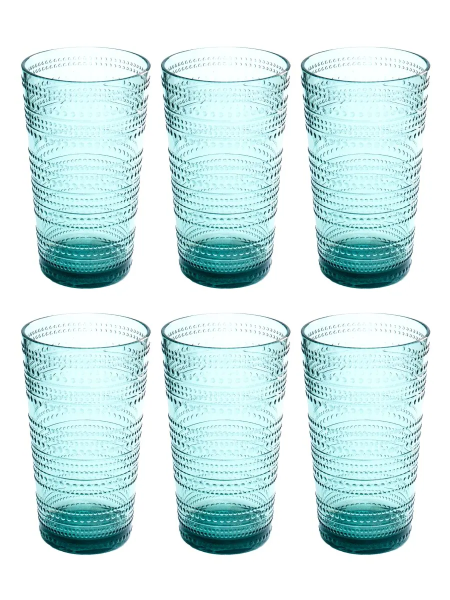 Набор из 6 больших кобальтовых бокалов с бусинами Abode Homewares — изображение 1 из 3, зеленый