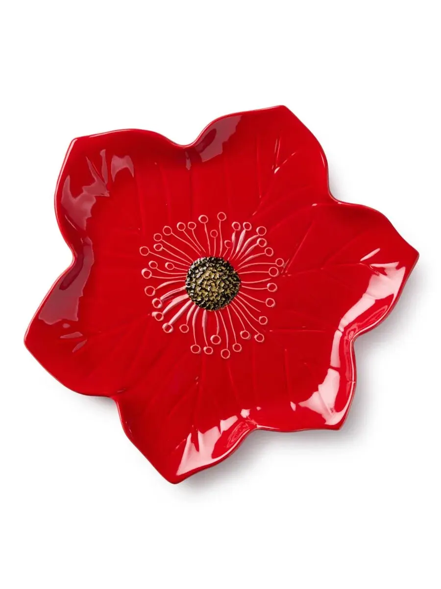Праздничное блюдо-пуансеттия Festive Blooms Poinsettia, 33 см, керамика Certified International — изображение 1 из 5, мульти
