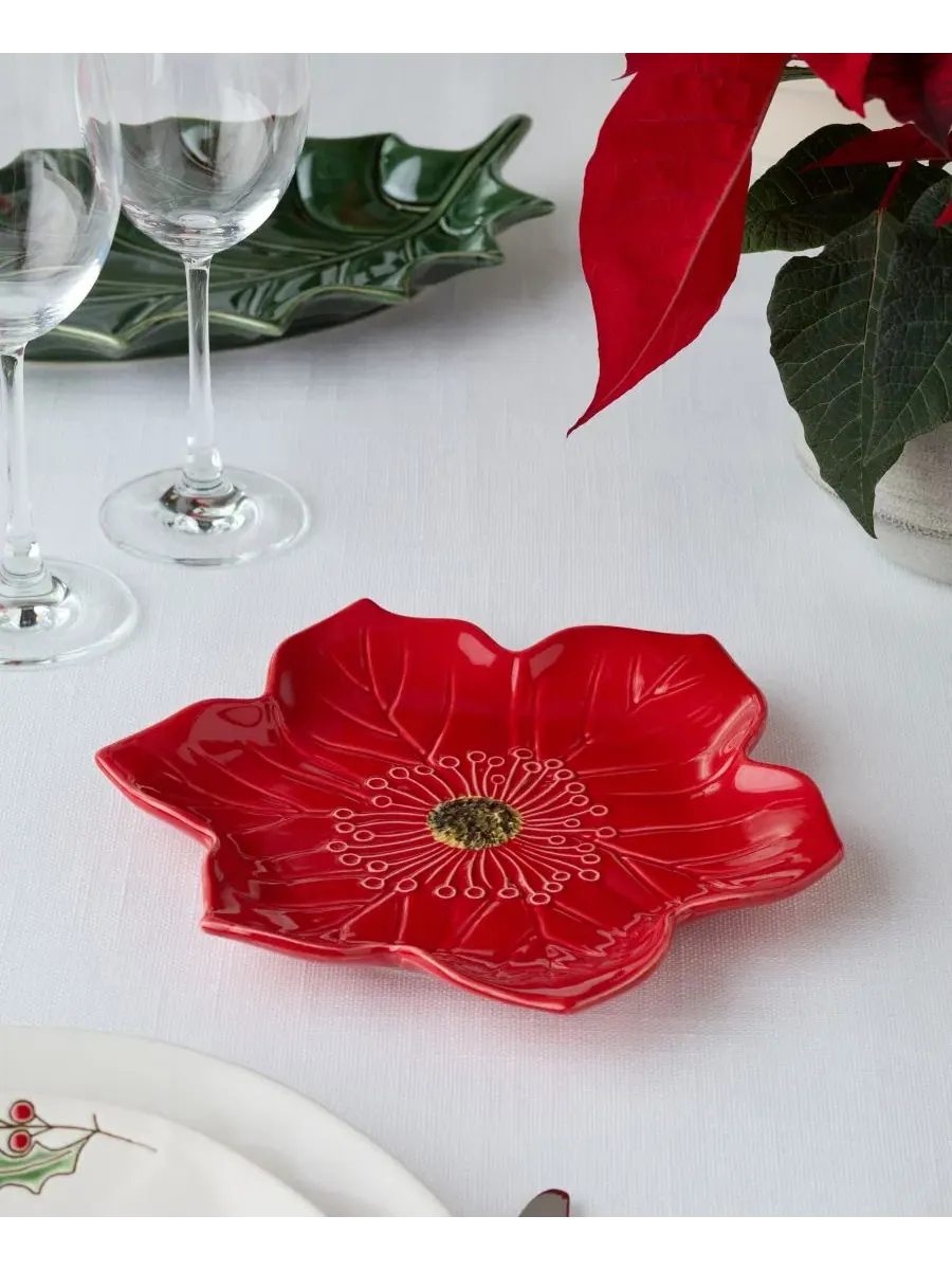 Праздничное блюдо-пуансеттия Festive Blooms Poinsettia, 33 см, керамика Certified International — изображение 2 из 5, мульти
