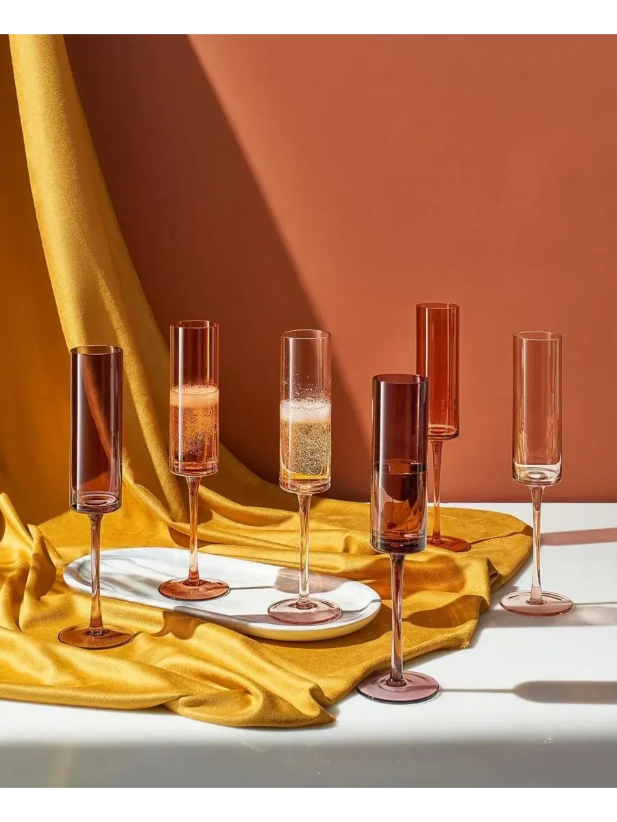 Набор из 6 бокалов для шампанского Venus Amber Ribbed The Wine Savant — изображение 2 из 3, мульти