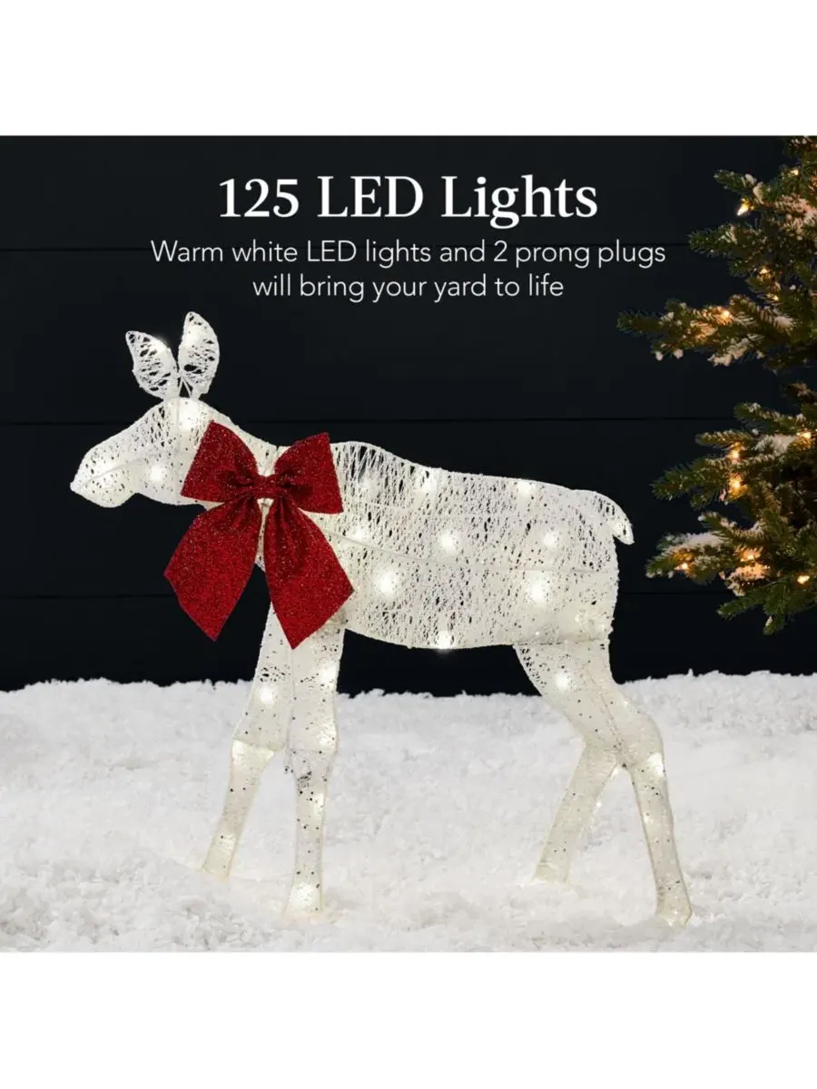 Набор новогодних фигур с подсветкой Moose Family 4ft, 2 шт, с 125 LED-лампами — изображение 4 из 7, белый