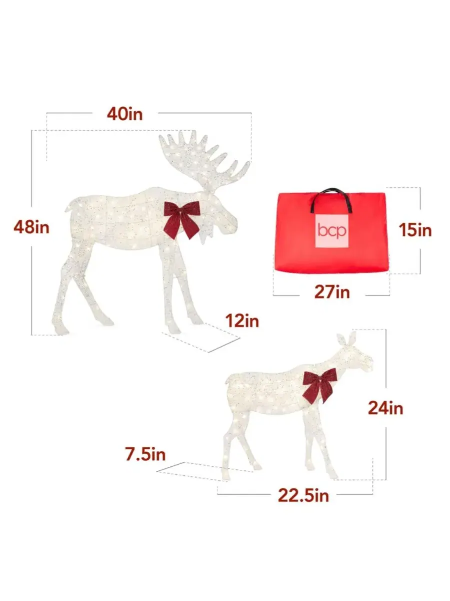 Набор новогодних фигур с подсветкой Moose Family 4ft, 2 шт, с 125 LED-лампами — изображение 7 из 7, белый
