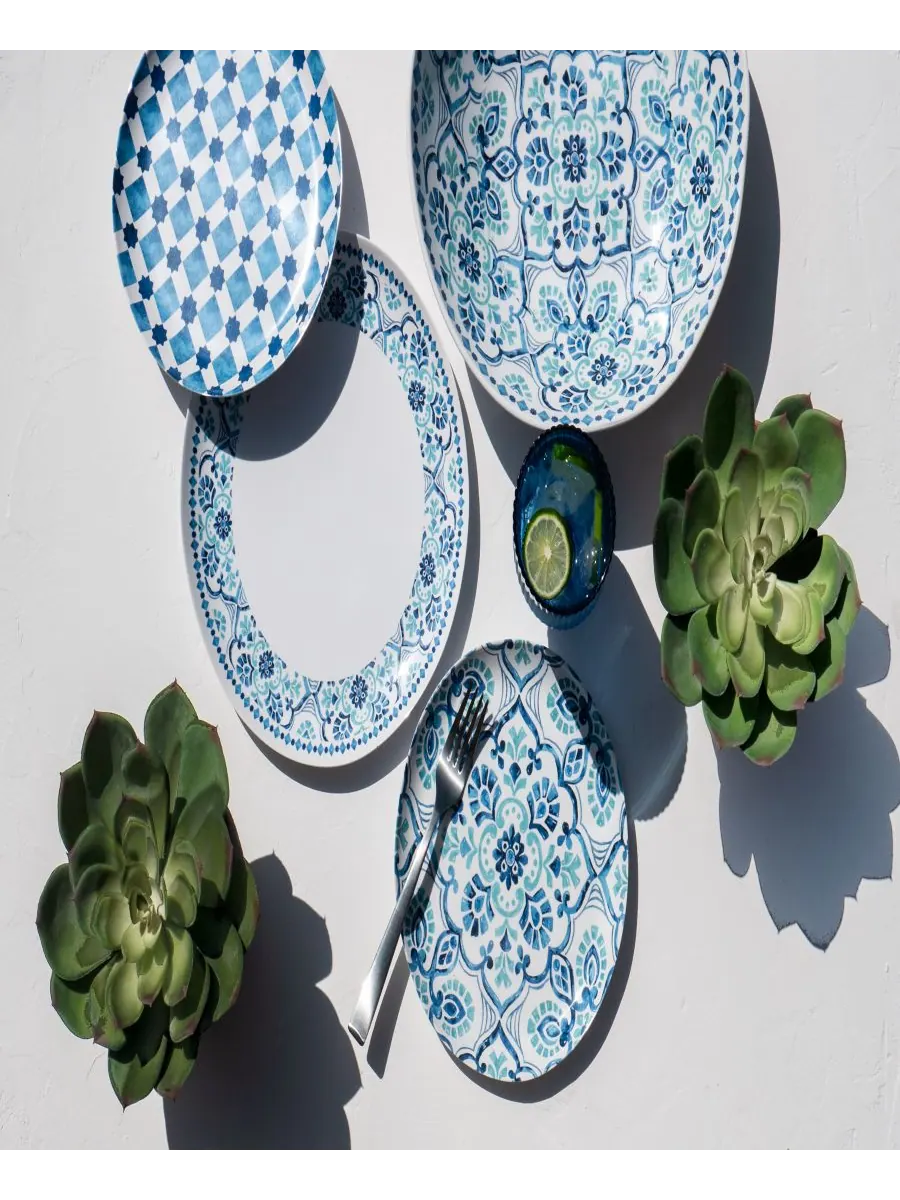 Набор из 6 обеденных тарелок Palazzo Tiles, на 6 персон Abode Homewares — изображение 3 из 4, бирюзовый