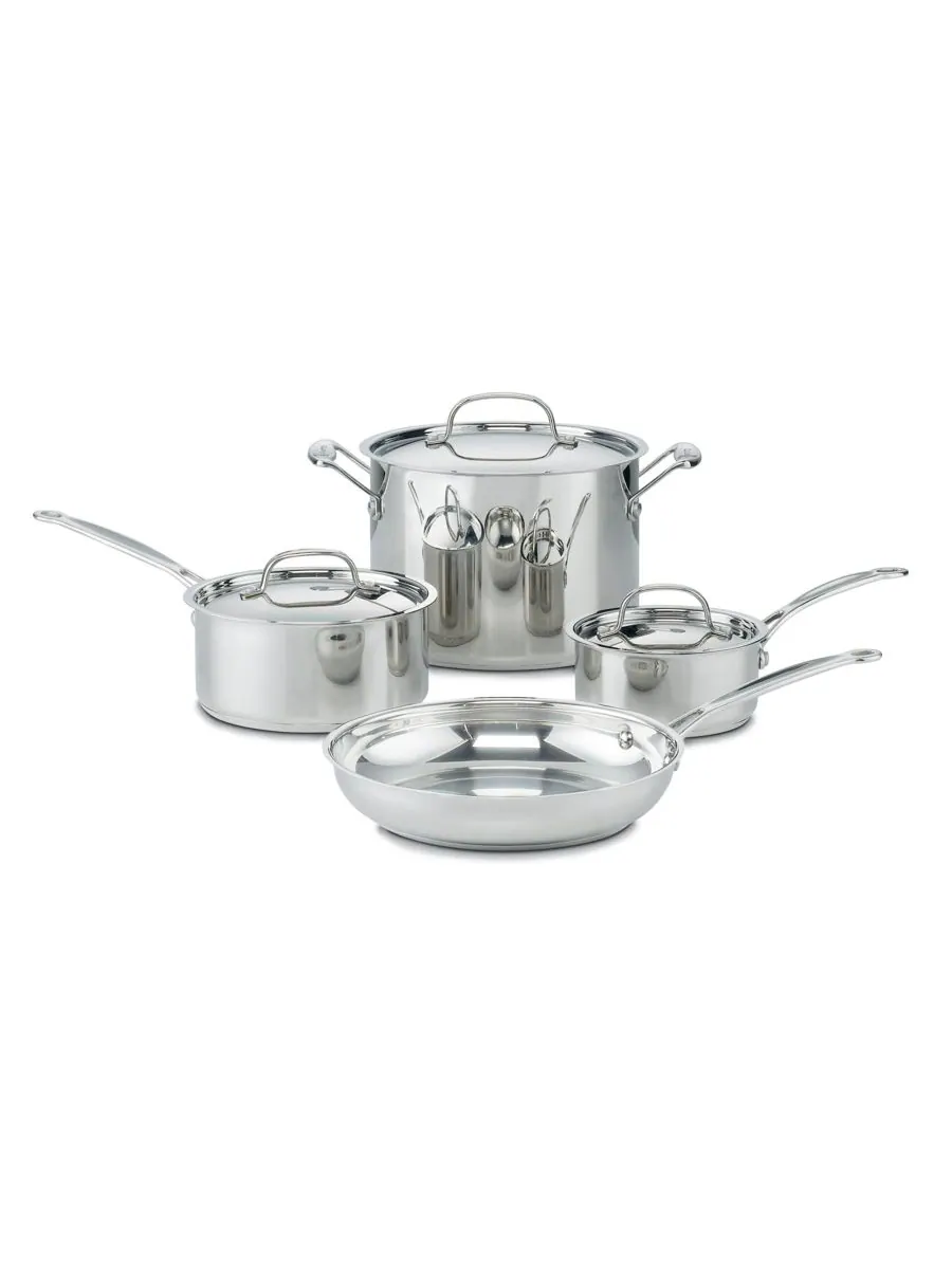 Cuisinart Классический набор посуды из нержавеющей стали от шеф-повара, 7 предметов — изображение 1 из 3, серебристый