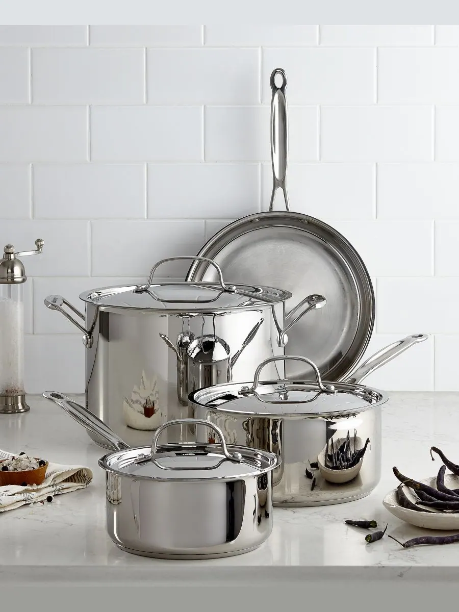 Cuisinart Классический набор посуды из нержавеющей стали от шеф-повара, 7 предметов — изображение 2 из 3, серебристый