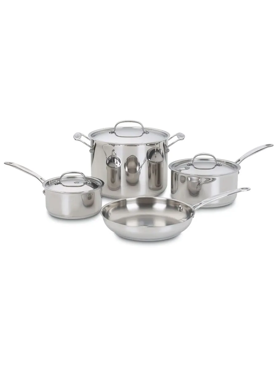 Cuisinart Классический набор посуды из нержавеющей стали от шеф-повара, 7 предметов — изображение 3 из 3, серебристый