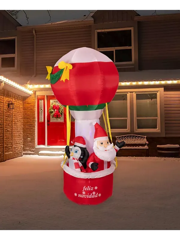 Надувной воздушный шар Feliz Navidad с подсветкой, наружное рождественское украшение 8 футов — изображение 2 из 4, красный