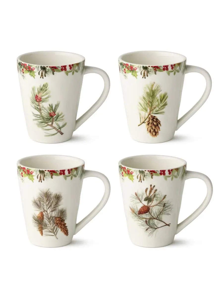 Набор из 4 кружек из каменной керамики Woodland Mugs Certified International — изображение 1 из 5, мульти