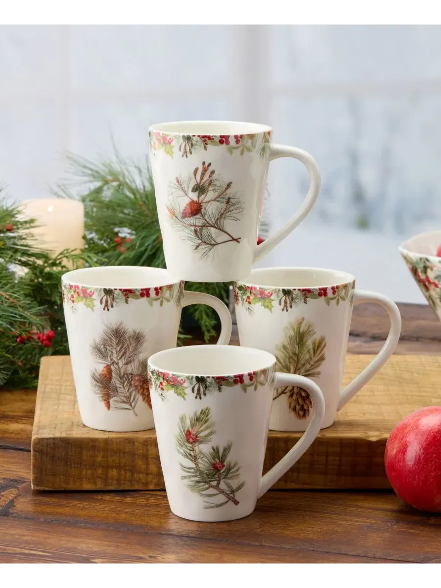 Набор из 4 кружек из каменной керамики Woodland Mugs Certified International — изображение 3 из 5, мульти