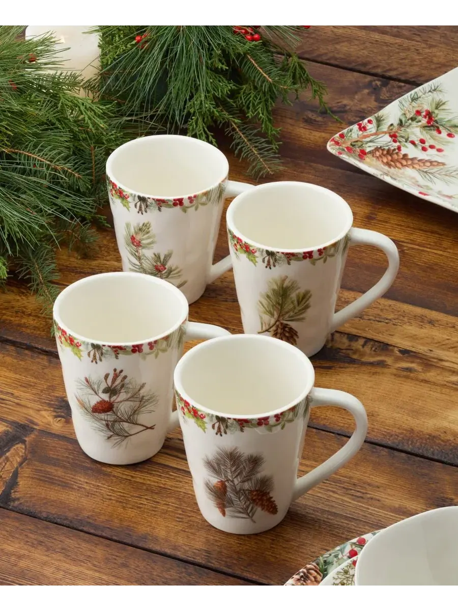 Набор из 4 кружек из каменной керамики Woodland Mugs Certified International — изображение 5 из 5, мульти