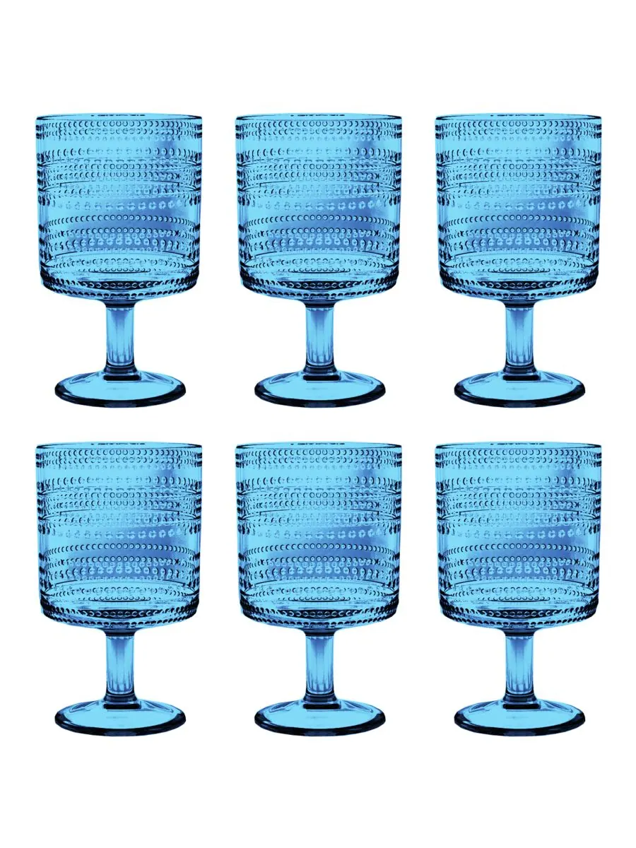Набор из 6 бокалов с бусинами, 413 мл (14,8 унций) Abode Homewares — изображение 1 из 3, синий